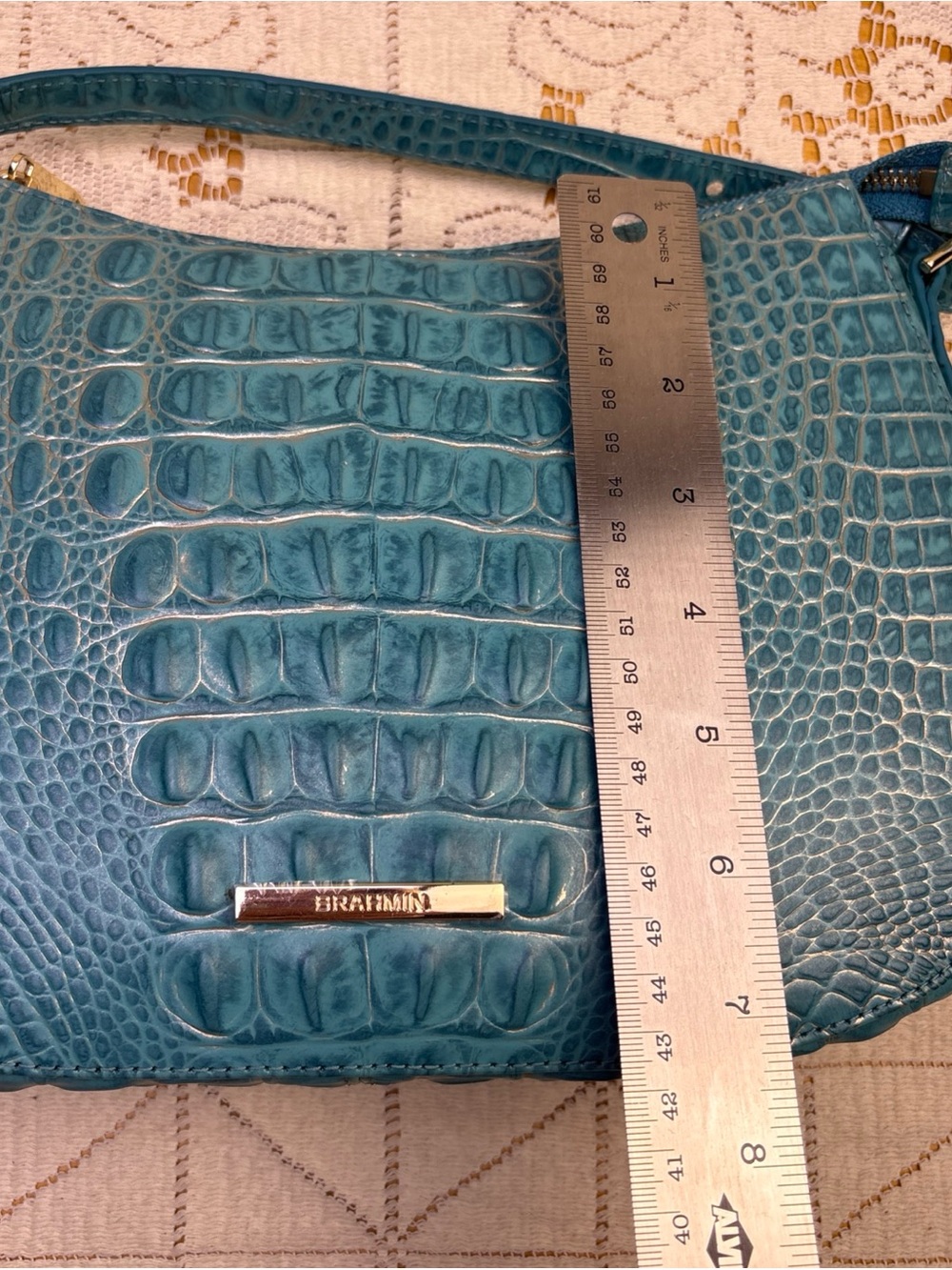 Brahmin Shayna Mermaid Green Melbourne Croc Embossed Leather - Picture 14 of 15